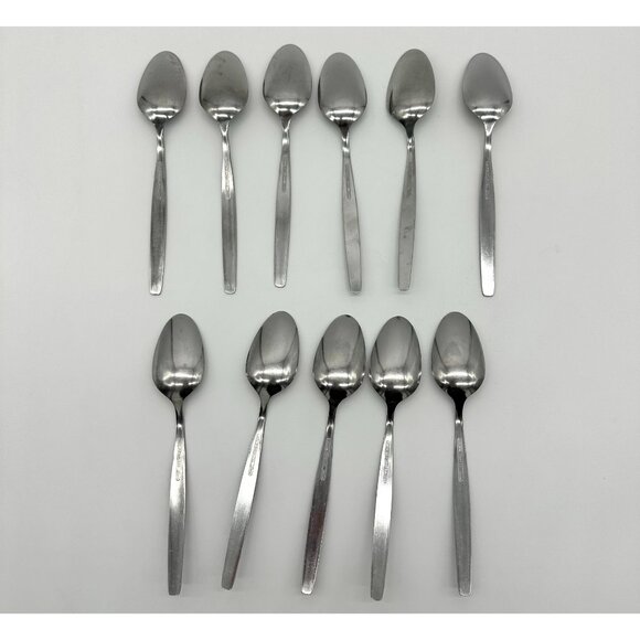 Vintage Spoons World Stainless Steel Taiwan Textured Soup Teaspoon 70s 15 Pieces - Picture 4 of 9